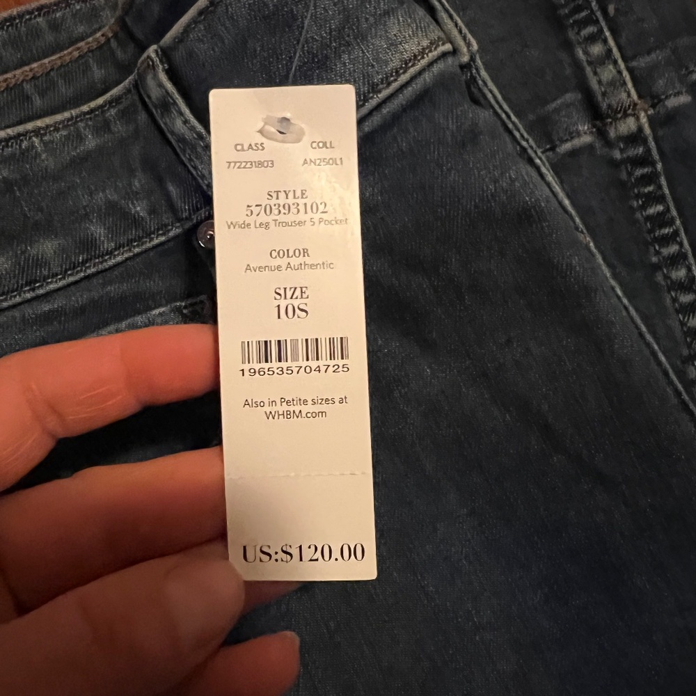 Wide leg trouser 5 pocket jeans, Size 10S, White House Black Market